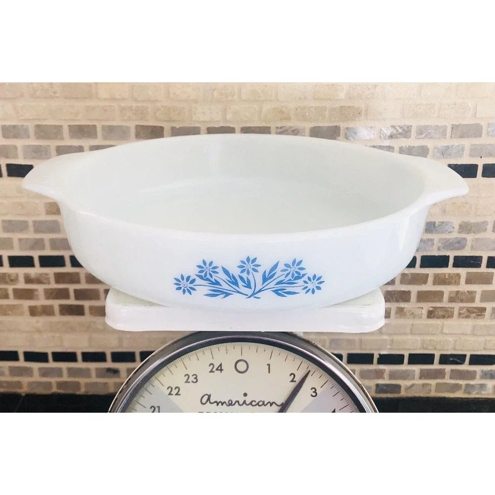 Fire King Anchor Hocking Round Cake Pan Blue Cornflower 8 1/2